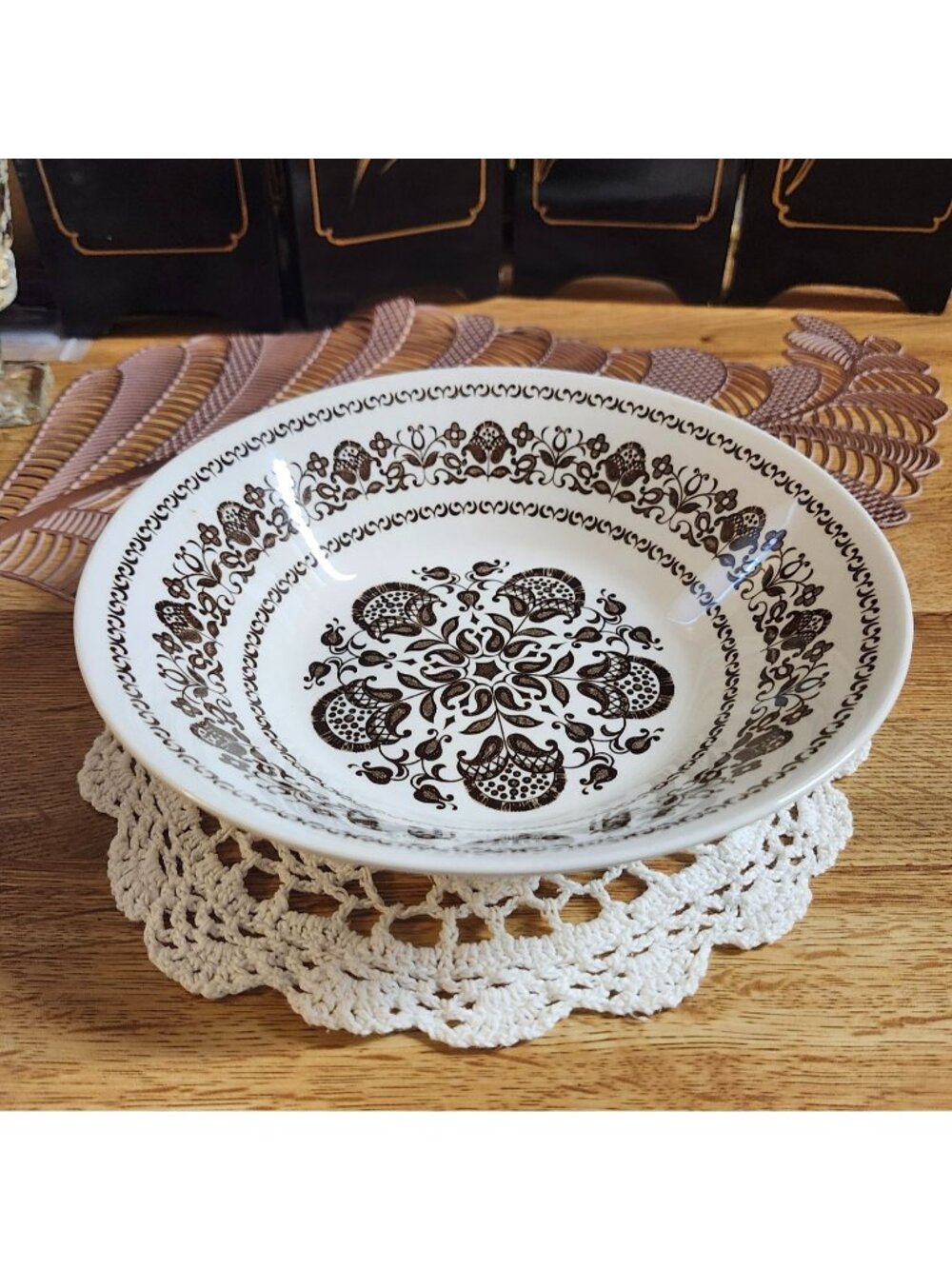 Wellesley Serving Bowl Wood & Sons 8.25" Burslem England Brown Floral